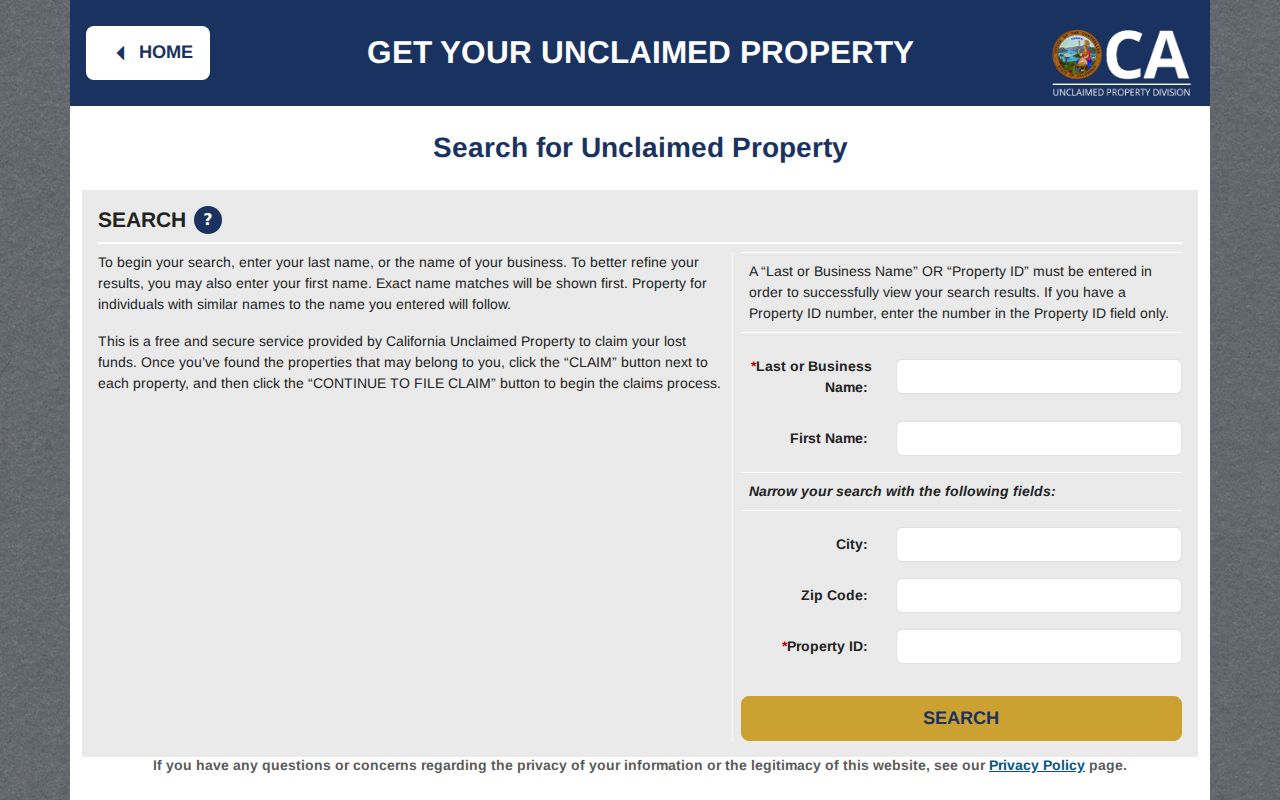 Monterey Park people search in California unclaimed property records