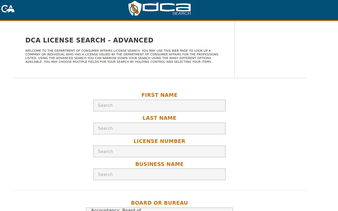 Monterey Park people search with California professional license fields