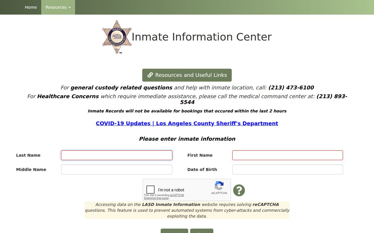 Monterey Park people search in the Los Angeles County inmate locator