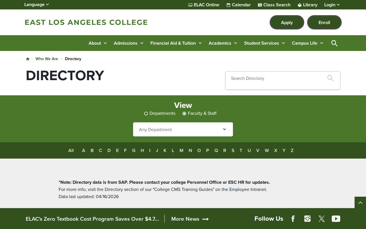Monterey Park people directories East Los Angeles College faculty search