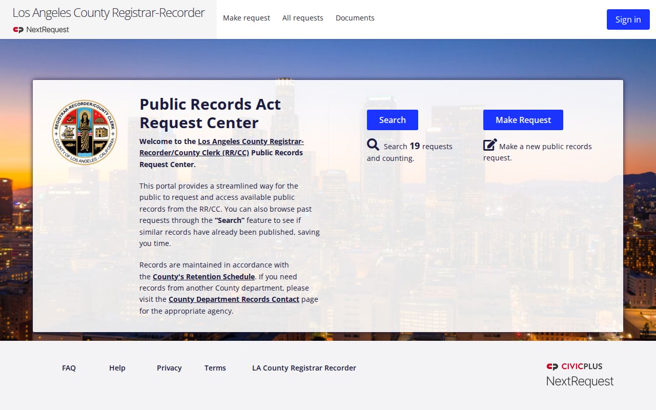 Los Angeles County RR CC portal for Monterey Park public records requests